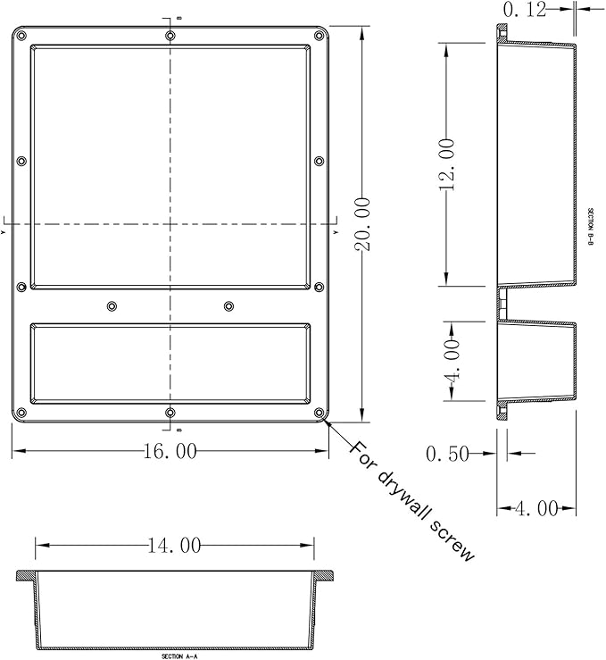 Ready for Tile Waterproof Leak Proof 16" x 20" Bathroom Recessed Shower Niche - Double Bathroom Shelf Organizer Storage for Shampoo & Toiletry Storage - Flush Mount Installation