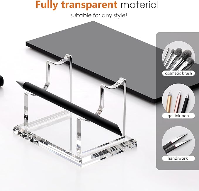 SANRUI 2 Tier Acrylic Pen Holder Display Stand, Fountain Pen Pencil Makeup Brush Rack, Ballpoint Pen Showholder, Paintbrush Drying Rack Organizer Desk for Home School Office or Store Use