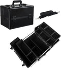Large Makeup Train Case Cosmetic Organizer Case Makeup Box Portable Make Up Artist Travel Case with 4 Trays with Dividers Lockable Hard Train Case Nail Tech Supply Storage - Starry Black