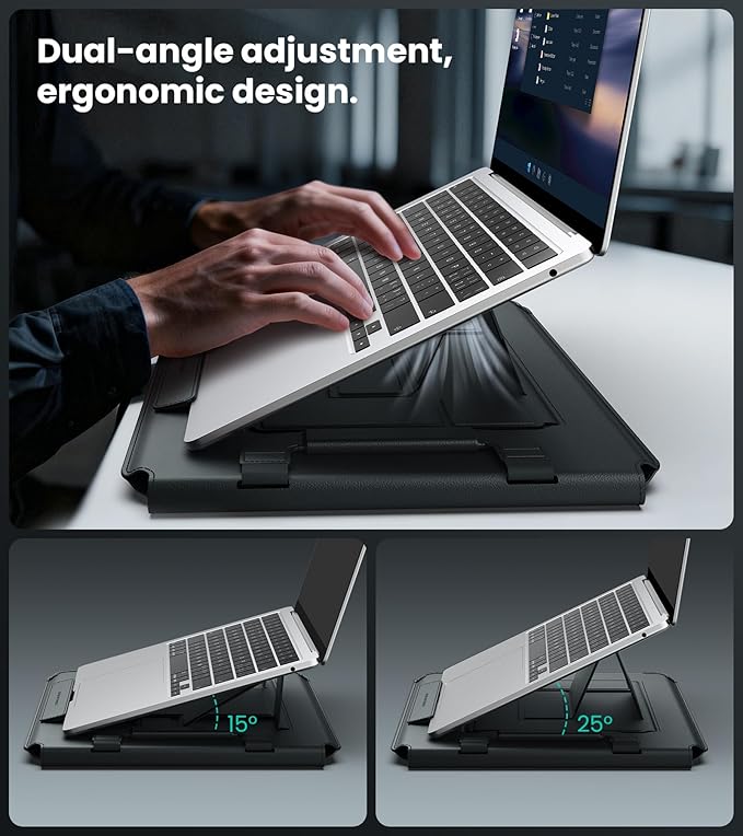 Nillkin 14 inch Laptop Sleeve with Handle (4-in-1), 2 Stand Modes, MacBook Sleeve with Adjustable Stand & Mouse Pad, Slim Laptop Case 14 inch for Samsung/Surface/HP/Chromebook/Dell 12-14'', Black