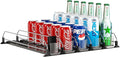 Soda Can Dispenser, Self-Pushing Drink Organizer, Width Adjustable Fridge Organization, Beer Pop Can Water Bottle Dispenser (15.1"D) White (5 Row, Black)
