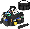 Boczif Cleaning Caddy Bag Wearable, Cleaning Caddy Supplies Organizer with Handle, Shoulder Straps & Detachable Divide, Cleaning Tool Organizers Tote Bag for Cleaners & Housekeepers（Black）