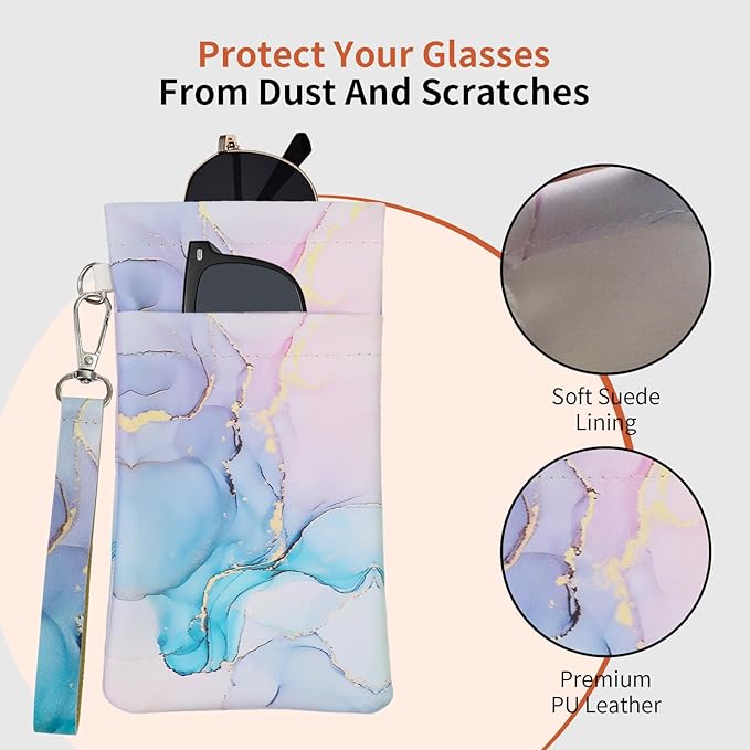 Double Eyeglass Case Soft Dual Glasses Case for Women Men Travel Squeeze Top Sunglasses Cases Eyeglasses Pouch