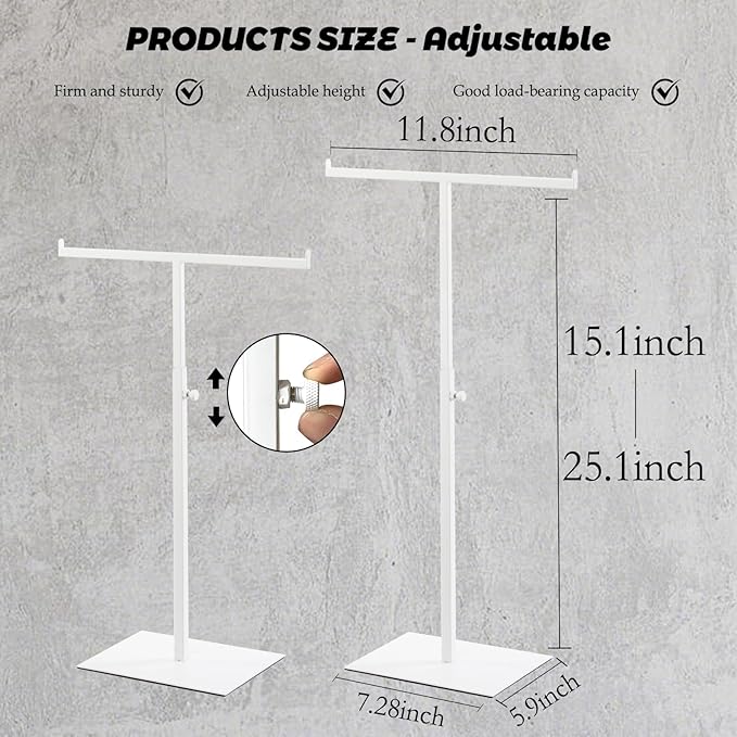 Purse Display Stand Jewelry Tower Stainless Steel Handbag Stand Jewelry Stands Tabletop for Necklaces Organizer Stand Adjustable Height Home Store Boutique, White