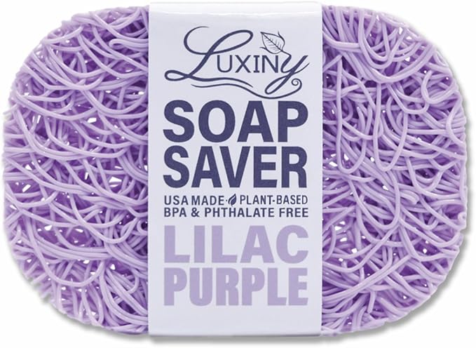 Soap Savers for Bar Soap, American Made by Luxiny, Lifts Soap in Soap Dishes & Shower Soap Holders -Handmade Soap Lasts Longer -Made from Plant Materials (Lavender Lilac Purple)