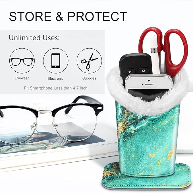 Fintie Plush Lined Eyeglasses Holder, Glasses Stand Case, Anti-scratch Glasses Storage Organizer for Desk, Nightstand, Office