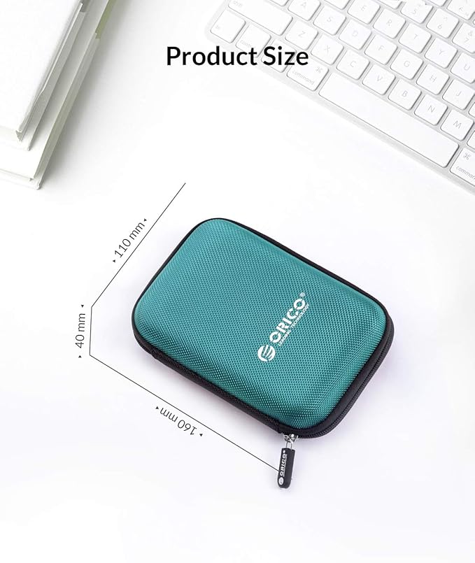 ORICO Hard Drive Case 2.5 inch External Drive Storage Carrying Bag Waterproof Shockproof with Inner Size 5.5x3.5x1.0inch for Organizing HDD and Electronic Accessories, Blue(PHD-25)