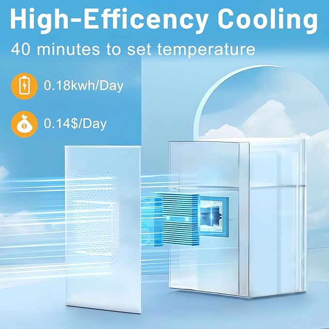 7-Temperature Control 24 Can Mini Fridge, 0.9 Cu.Ft Compact Beverage Cooler for Soda, Beer, Wine & Beauty Products, Mirrored Door Refrigerator for Bedroom, Dorm, Office