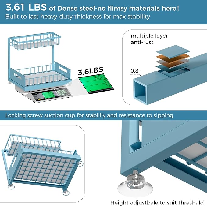 Under Sink Organizer Storage 2-Tier Premium Metal Pull-Out Racks, Height Adjustable, Easy Installation | Kitchen & Bathroom Organizers Pack of 1 Teal