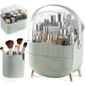 CANITORON Makeup Organizer,Skincare Organizer with 2 Drawers and Brush Storage Box,Lipstick Holder,Cosmetic Display Case for Vanity Organizer and Bathroom Countertop Storage.(Sage Green)