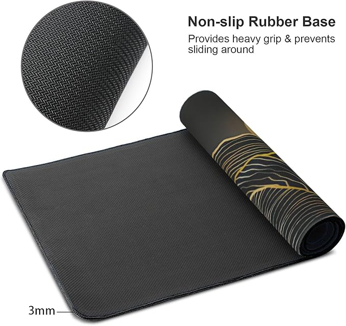 Mountain Line Art Large Mouse Pad, Vintage Aesthetic Gaming Desk Mat, XXL Keyboard Desk Pad Mat for Desktop, 35.4"x15.7" Non-Slip Base Big Mousepad with Stitched Edges