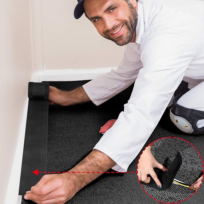 WILLBOND Carpet Cord Cover Cable Protector Floor Cover Cable Protector Management Only for Commercial Office Carpet(9.84 ft,Black)