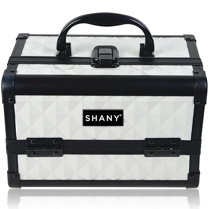 SHANY Chic Makeup Train Case Cosmetic Box Portable Makeup Case Cosmetics Beauty Organizer Jewelry storage with Locks, Multi trays Makeup Storage Box with Makeup Mirror - Peaceful