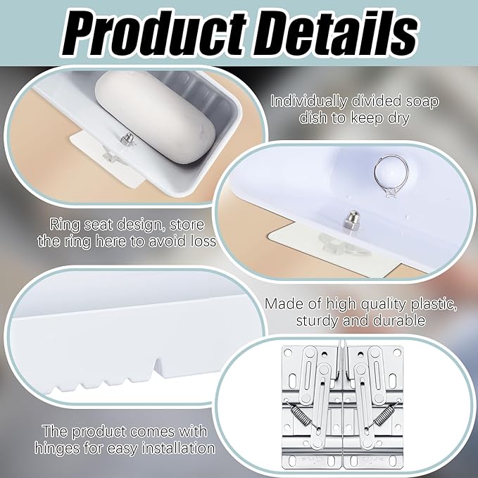 Umigy 2 Pack 24" Tip Out Tray for Sink with 2 Pairs of Hinges Front Sink Drawer Tip Out Tray Kit False Drawer Front Clips Flip Sponge Holder for Kitchen, White