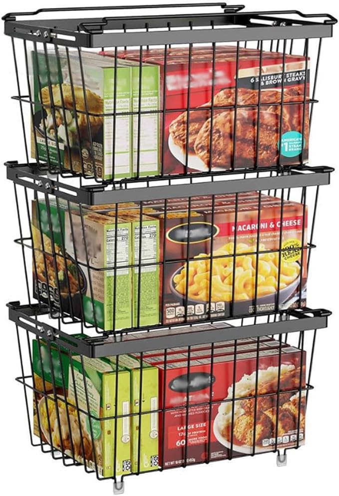 Stackable Freezer Storage Container For Produce Vegetables Snackies Extendable Wire Basket With Clear Bounds Permanent Kitchen Organization Multiple Purpose Refrigerator Food Container