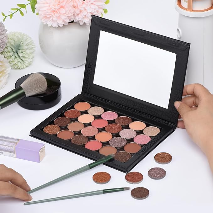 Allwon Magnetic Palette Empty Makeup Palette with Mirror for Eyeshadow Lipstick Blush Powder (Black)