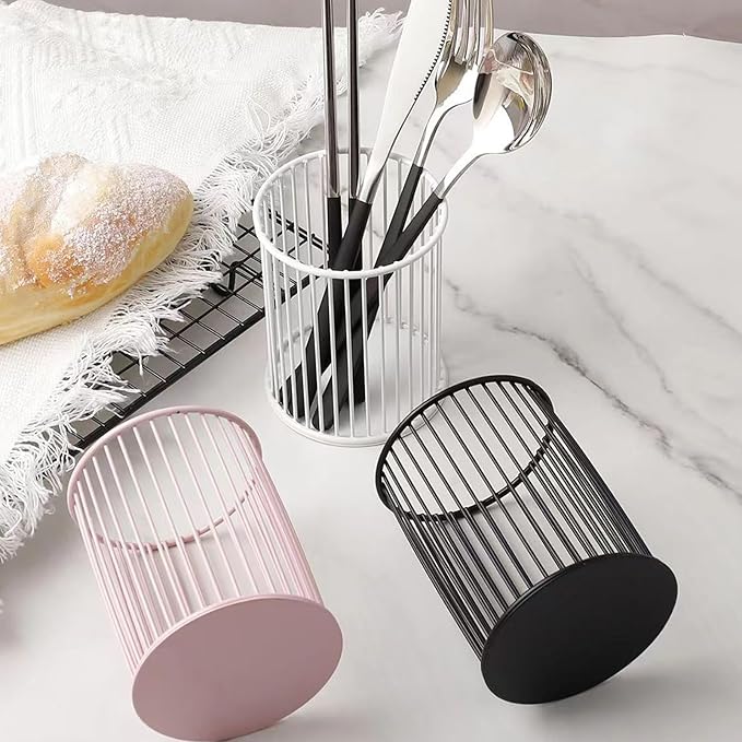 Metal Pen Holder Cup for Desk Makeup Brushes Pencil Holders Home Office Organizer Black