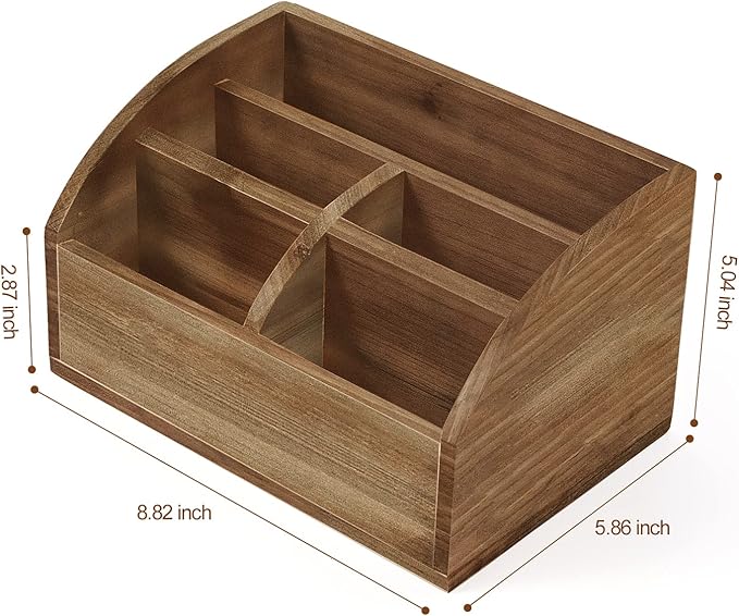 OKSQW Wooden Desk Organizer, Solid Wood Pen Holder for Desktop Organizer, No Need Assembly, Home Office Supplies Workspace Organizers Mail Holder Remote Control Countertop Storage Box