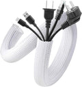AGPTEK Cable Sleeve Cover, 10ft - 1 inch Cord Management Wire Organizer Under Desk, Home Office Computer Wire Cover Hider Cord Protector, Protect Pet Cat Dog from Chewing, White