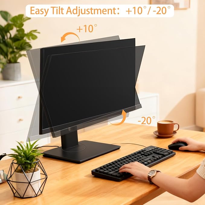 2026 Version Ergonomic VESA Monitor Stand, 150mm Spring Height adjustment, Tool-Free Base, Swivel, Tilt & Rotation, for 15–22" Monitors, 5.07–5.95 lb, 100x100mm Vesa Mount (5.07~5.95LB)