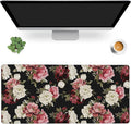 Desk Mat,Watercolor Peonies Floral Gaming Mouse Pad,XXL Extended Mouse Pad Mat for Office,Computer,Keyboard with Non-Slip Base Stitched Eges Mousepad 35.4x15.75 inch