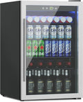 4.5 Cubic Feet Mini Fridge, 145 Can Freestanding Beverage Refrigerator with Glass Front Door for Soda, Beer Under Counter Drink Refrigerator with Adjustable Shelves and Digital Display
