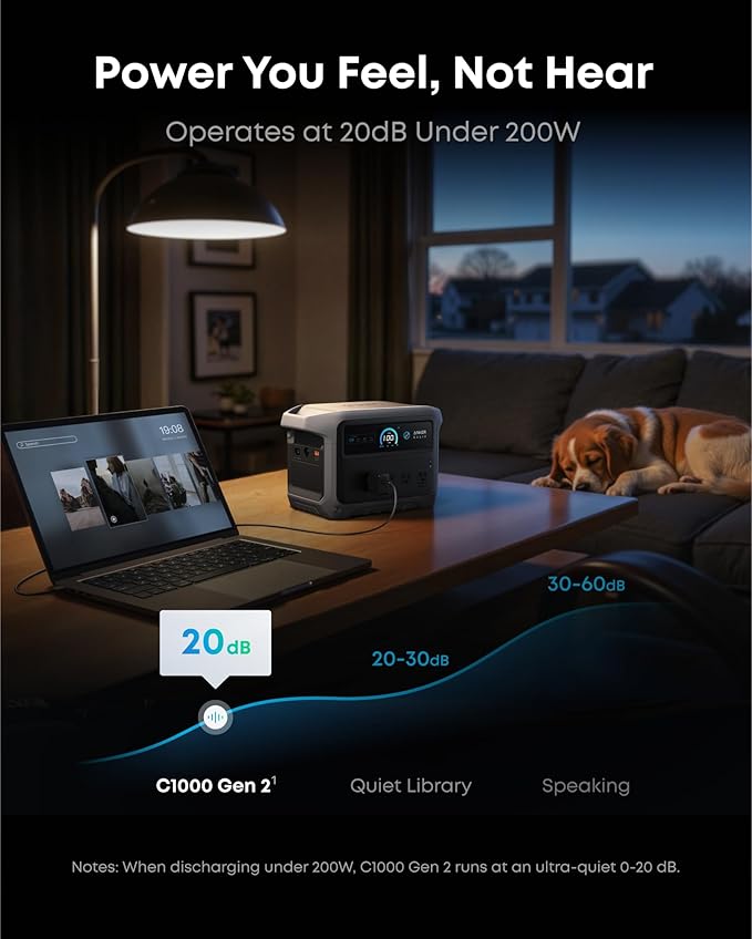 Anker SOLIX C1000 Gen 2 Portable Power Station with Water Resistant Bag, 2,000W (Peak 3,000W) Solar Generator, Full Charge in 49 Min, 1024wh LiFePO4 Battery for Home Backup, Power Outages, and Camping
