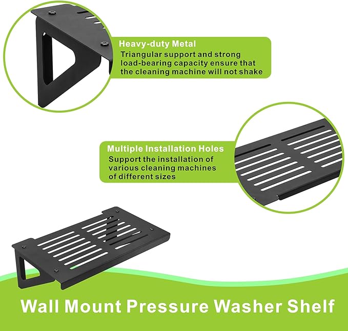 Pressure Washer Shelf Wall Mount, Electric Pressure Washer Bracket Shelf Power Washer Storage Rack for Garages Workshops Sheds, Black