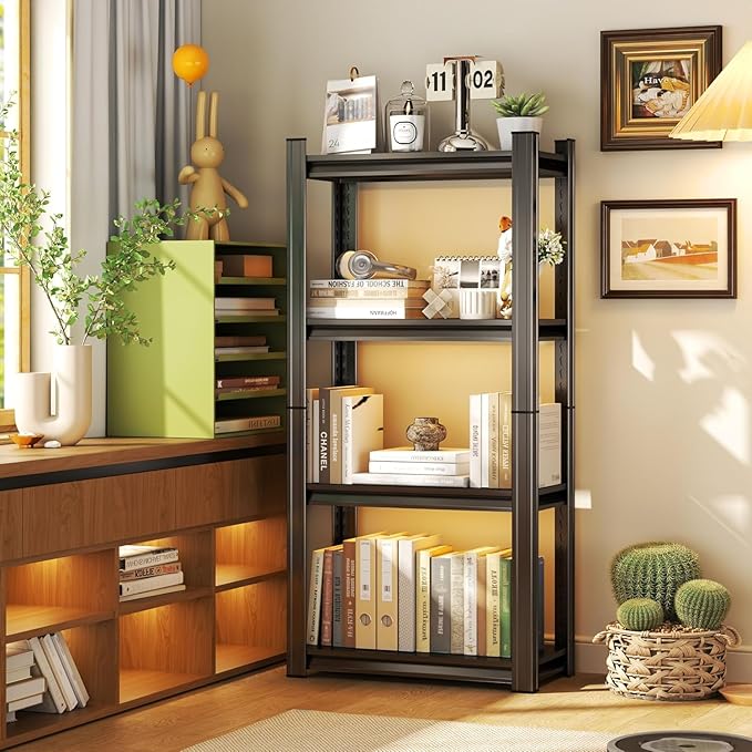 Garage Storage Shelves,5 Tier Shelving Unit, 40 inch Wide, 18” Deep, 78” Tall Organizer Metal Shelf for Basement/Laundry/Pantry Heavy Duty, Adjustable,Easy to Install (4Tier-45"WX16"DX63"H)