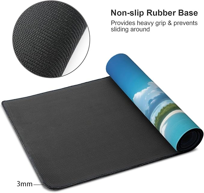 Tropical Beach Large Mouse Pad, Vintage Aesthetic Gaming Desk Mat, XXL Keyboard Desk Pad Mat for Desktop, 35.4"x15.7" Non-Slip Base Big Mousepad with Stitched Edges