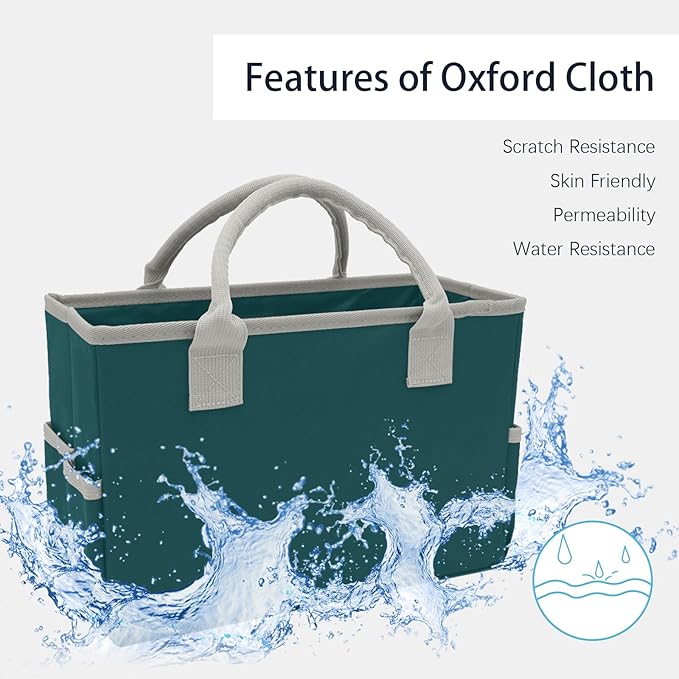 Cupohus Art Organizer Craft Storage Tote Bag with Pockets and Hadles, Oxford Fabric Carrying Caddy for Teacher, Officer, Artist, Traveler, and more – Dark Green