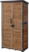 Aivituvin Outdoor Storage Shed with Adjustable Shelves and Floor, Garden Sheds with Iron Frame and Wooden Frame, Outdoor Tool Cabinets with Inclined Weatherproof Roof