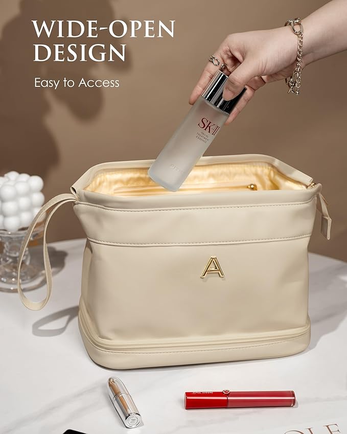 15 16 17 18 19 Year Old Girl Gifts-Makeup Bags for Teens Girls, Personalized Double Layer Cosmetic Bag with Makeup Brush Organizer, Travel Toiletry Bag, Gifts for Female Mom Wedding Gifts