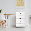 Naomi Home Taylor 5 Drawer Chest, Wood Storage Dresser Cabinet with Wheels, Craft Storage Organization, Makeup Drawer Unit for Closet, Office File Cabinet 180 lbs Total Capacity - White
