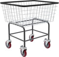 Steel Wire Laundry Cart, Wire Laundry Basket Cart with 4" Casters, Heavy Duty Commercial Rolling Laundry Basket for Clothes Storage, 26.77"D x 21.5"W x 26"H