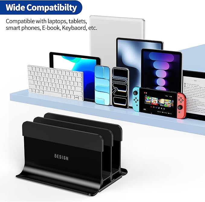 BESIGN LS13 Vertical Laptop Stand Holder for Desk, 4 in 1 Desktop Stand Holder for Laptops, Tablets, Smart Phones