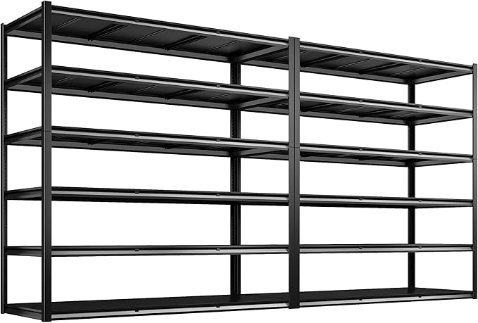 REIBII 84“H Garage Shelving Heavy Duty Storage Shelves 3500 LBS Adjustable Metal Shelving Uints and Storage for Garage, Warehouse, School, Commercial, Business, 60 "W x 84 "H x 24 "D, 2 Pack
