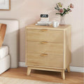 3 Drawer Fluted Nightstand for Bedroom, Modern Wood Night Stand with Curved Profile, Fluted Dresser & Wood Drawer Organizer for Bedroom and Hallway