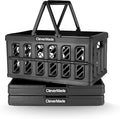 CleverMade Collapsible Shopping Basket, Obsidian, 3PK - 24L (6 Gal) Reusable Plastic Grocery Shopping Baskets, Holds 25lbs Per Basket - Small Foldable Storage Crates with Handles