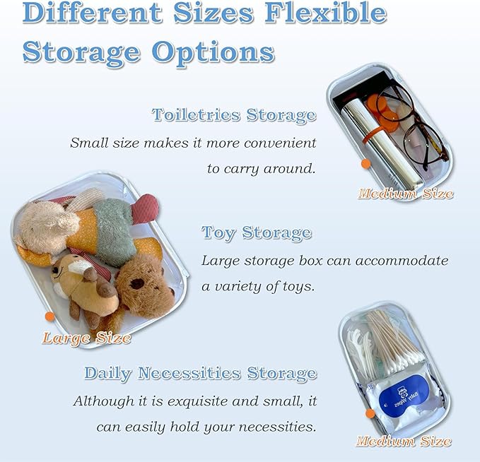 Clear Hard Zipper Case for Storage, Durable Clear Zipper Pouches, Hard Plastic Zippered Pencil Pouch for Snacks Toy Travel Organizer