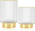 Makeup Brush Holder Organizer, Heavy Crystal Glass Brush Storage Holder, Vintage Cosmetic Make Up Bathroom Brushes Cup Pen Pencil Toothbrush Holder Striped Vase (Clear S+L)
