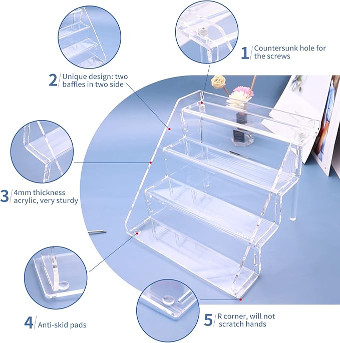 Clear Acrylic Display Risers Stand Set of 2, Perfume Organizer Holder And Storage, Acrylic Cupcake Stand, Tiered Display Shelf for Funko Pop, Collections, Spice, Nail Polish, 9x8.3x6.7 inch