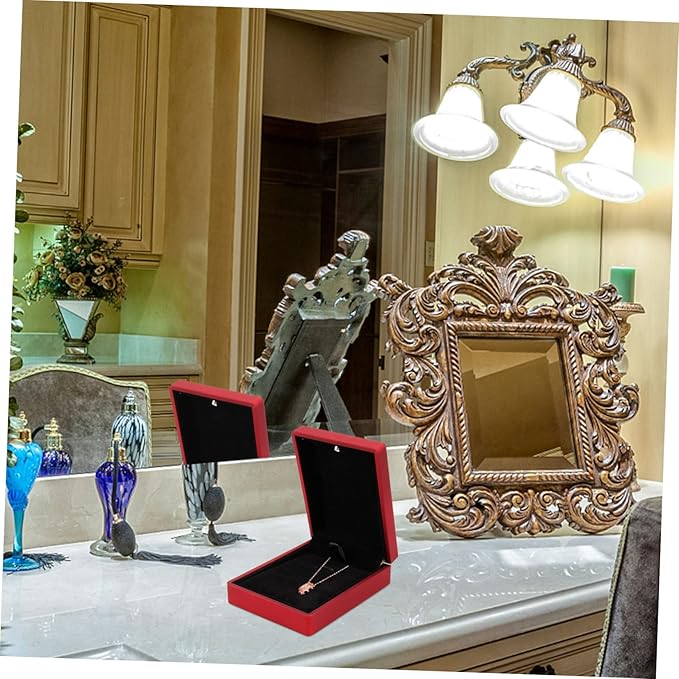 BESPORTBLE 3pcs LED Lighted Jewelry Storage Box with Ring Pendant Bracelet Cases Elegant Design with Dazzling LED Light for Engagement Wedding Display and Small Accessories