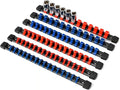 Socket Organizer Drive ABS Tools - Socket Holder, Premium Quality 6 Pieces Socket Holders Kit 1/4-Inch x 32 Clips, 3/8-Inch x 30 Clips, 1/2-Inch x 24 Clips