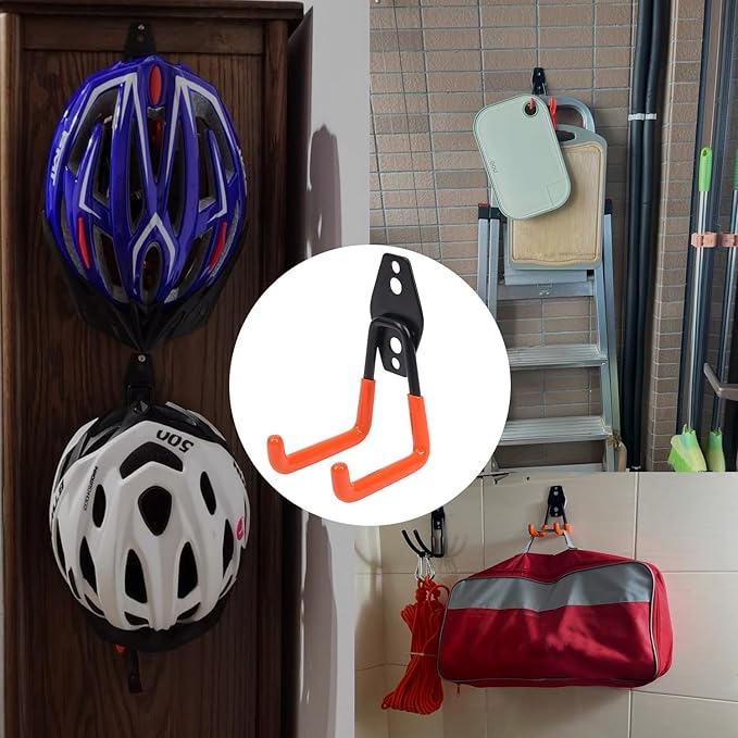 Heavy Duty Garage Storage Hooks, 4 Pack Utility Steel Garage Tool Organizer Wall Mount for Hanging Power and Garden Tools Ladders Hoses Bikes Ropes & Bulk Items