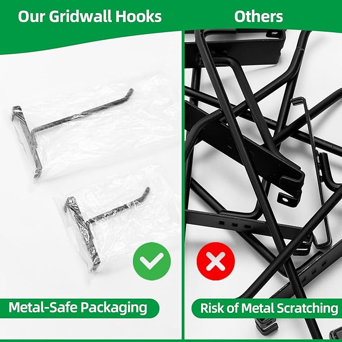 8 Inch Gridwall Hooks, Grid Panel Hanging Hooks for Retail, Home, and Workspace Organization, Displays, and Storage Solutions(40Pack,Black)