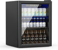 Compact Beverage Refrigerator,70 Can/1.6 Cubic Feet Fridge with Glass Front Door for Soda, Beer or Wine, Under Counter Small Refrigerator with Adjustable Shelve & Digital Display