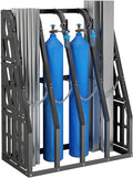 Vertical Long Parts Storage Rack, 1,500 lb Capacity, 4-Bay Black Steel Bar/Lumber Rack with Safety Chain, 48" W x 24" D x 60" H for Garage/Workshop/Factory