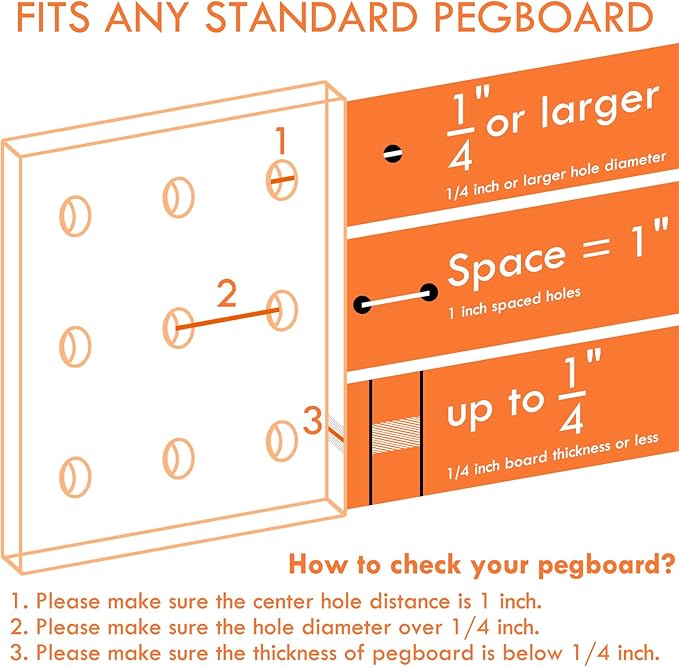 G.CORE 8-Pack Pegboard Hooks, Peg Board Tool Utility Hooks & Hangers Fit 1/4" Pegboards, Heavy Duty Metal Peg Board Shelving Hooks, Wall Organizers and Storage for Craft Room Garage Workbench Office