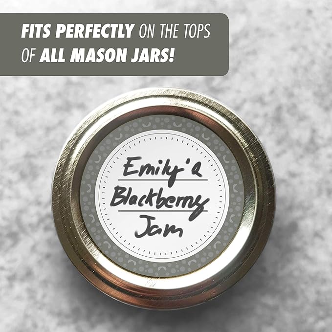 Canning Labels Dissolvable Stickers for Mason Jars and More (2" Round 200/roll) Canning Supplies Washes Off in Seconds Like Magic - Jar Labels Homemade Jam, Jelly, and More (Granite)